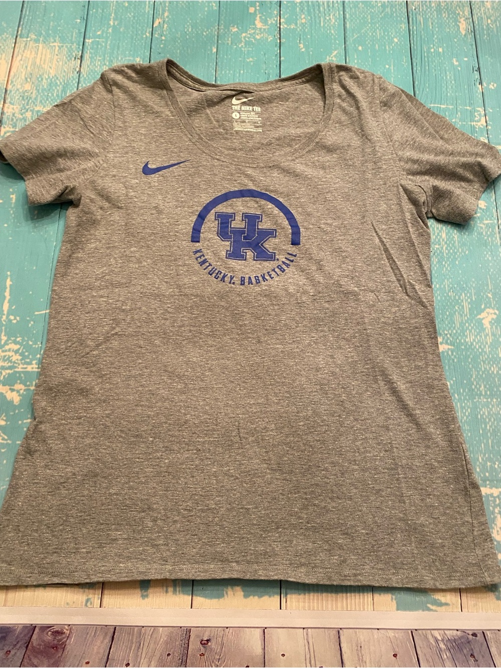 Gray Nike T-Shirt with Blue University of Kentucky Basketball Logo